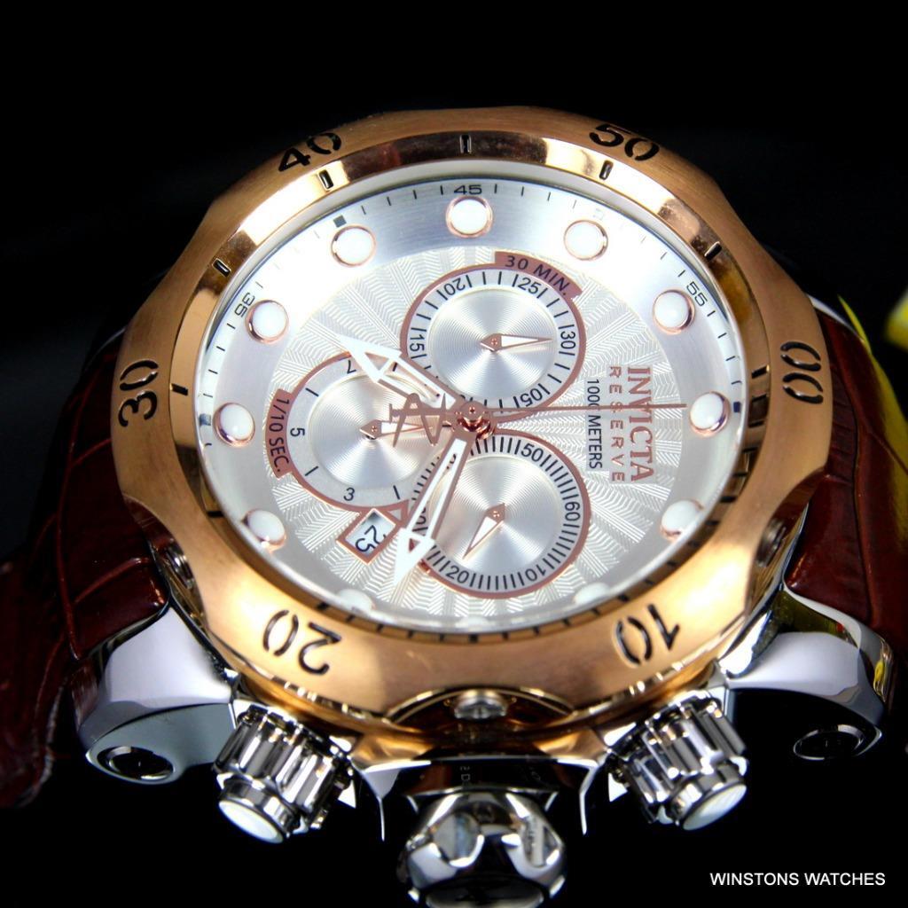 Invicta Reserve Venom Elegant Leather White Swiss Movement Chronograph Watch New