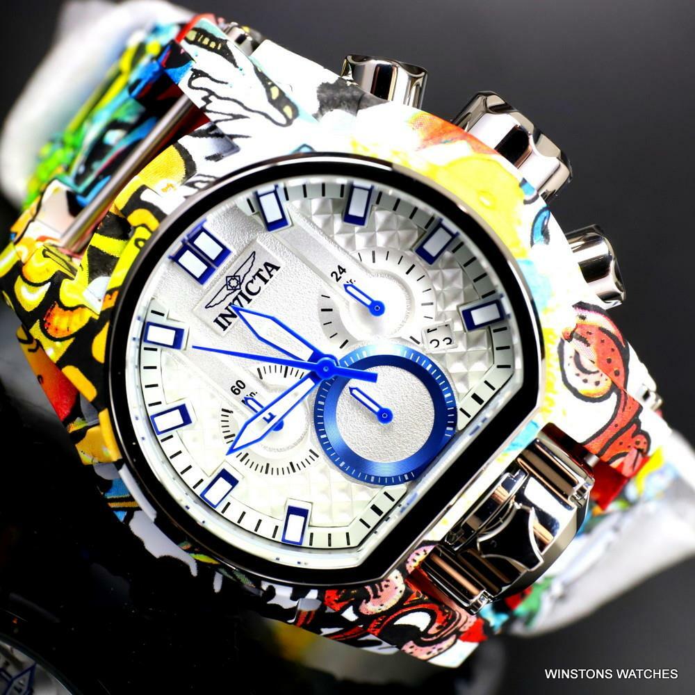 Invicta Reserve Bolt Zeus Magnum Graffiti Steel Blue Swiss Mvt Watch 52mm New