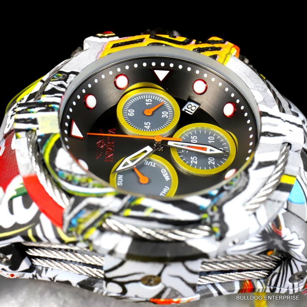 Invicta Bolt Zeus Graffiti Hydroplated Steel Black Chronograph 52mm Watch New