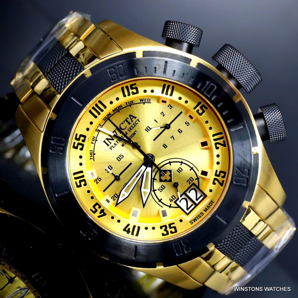 Invicta Platinum Select Coalition Forces Swiss Made Gold Plated Watch 50mm New
