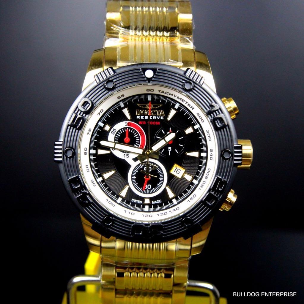 Invicta Reserve Ocean Speedway Gen II Swiss Gold Plated Steel Black Watch New