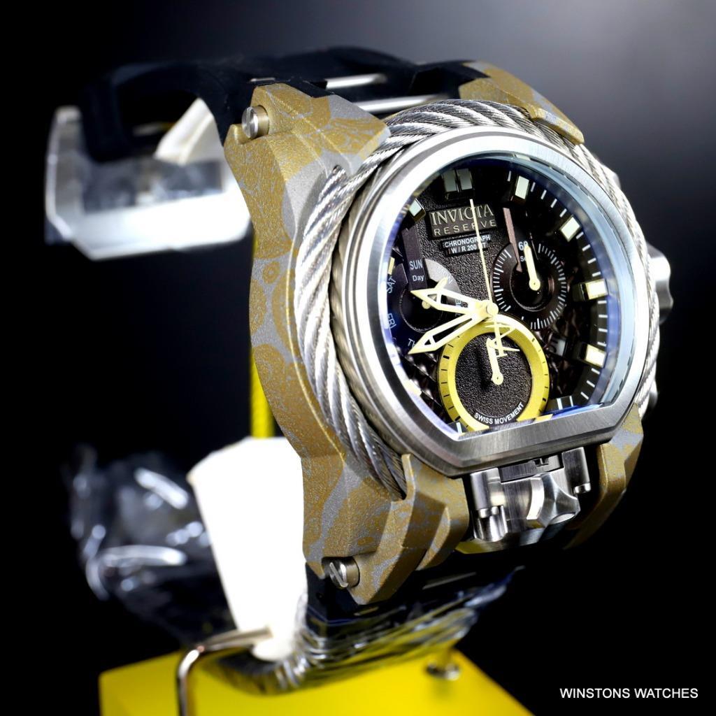Invicta Reserve Bolt Zeus Magnum Hydroplated 52mm Rubber Swiss Mvt Watch New