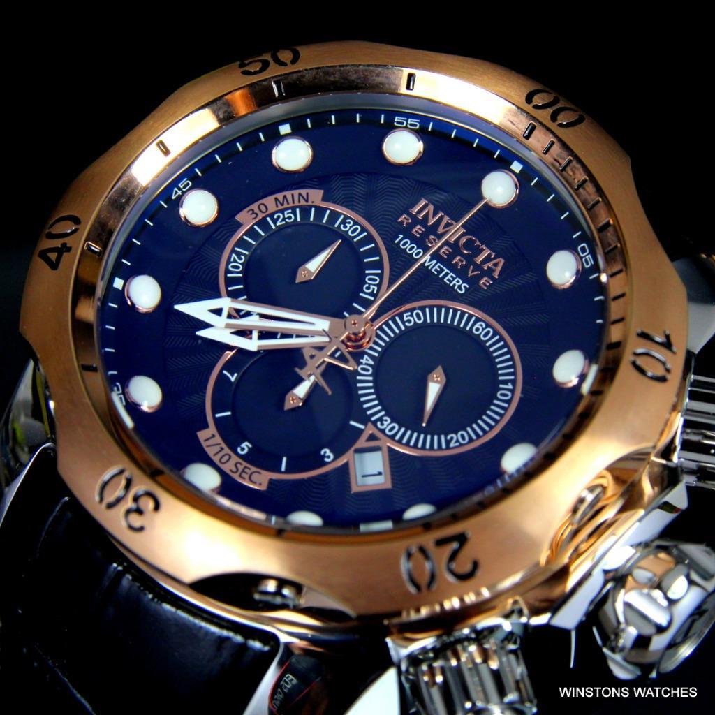 Invicta Reserve Venom Elegant Black Rose Gold Tone Swiss Mvt 52mm Watch New