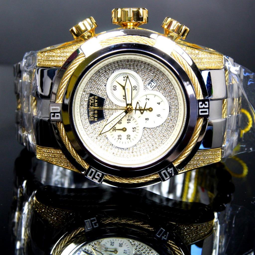 Invicta Reserve Bolt Zeus 1.95 CTW Diamonds High Polish Gold 2 Tone Watch New