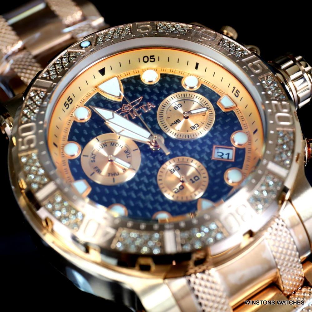 Invicta Coalition Forces .56 CTW Diamond Rose Gold Plated Chrono 52mm Watch New