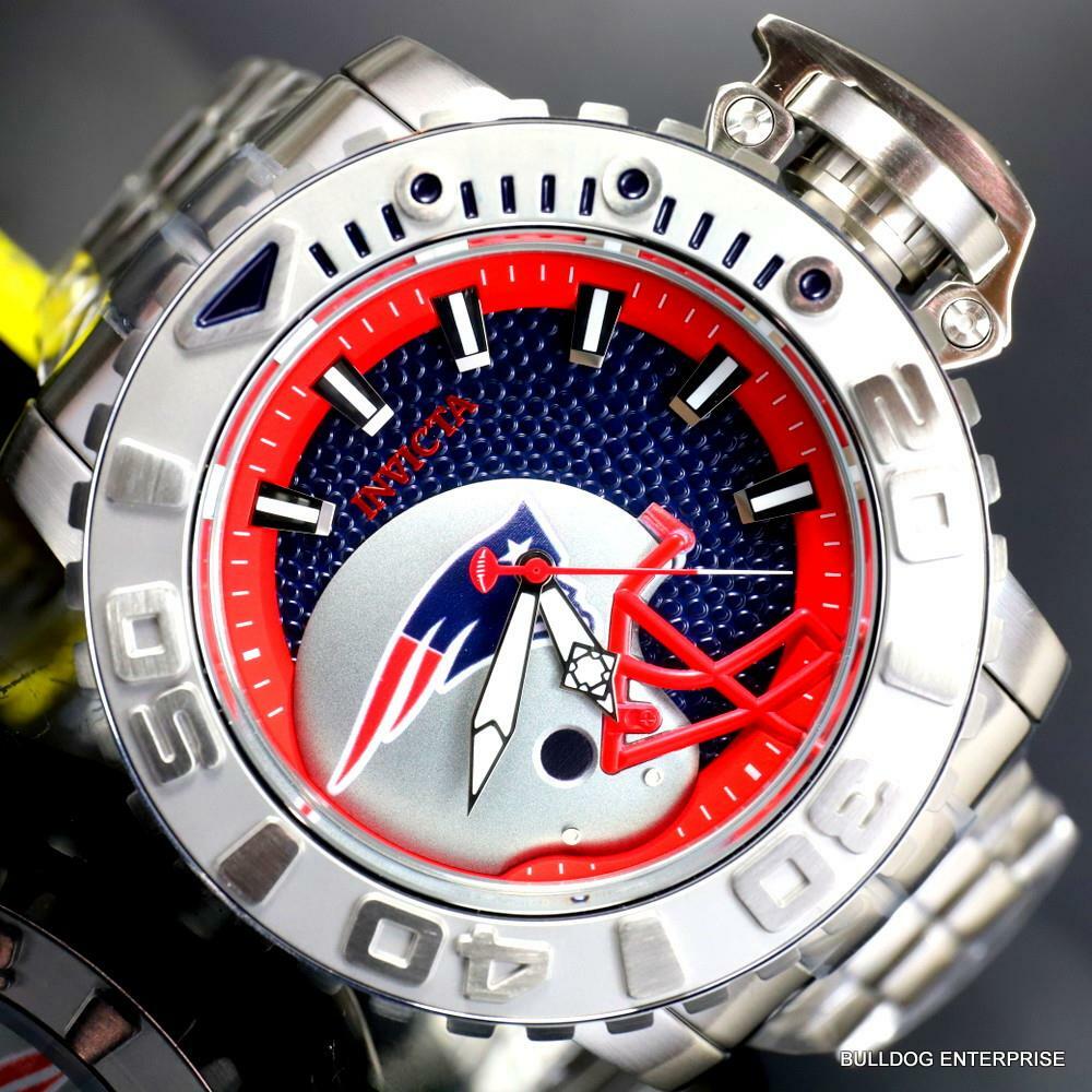 Invicta Sea Hunter Gen II NFL New England Patriots 70mm Steel Auto Watch New