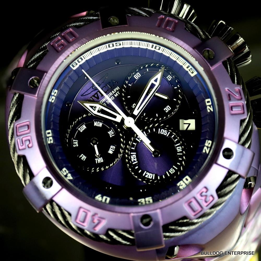 Invicta Thunderbolt Purple Stainless Steel 52mm Swiss Mvt Chronograph Watch New