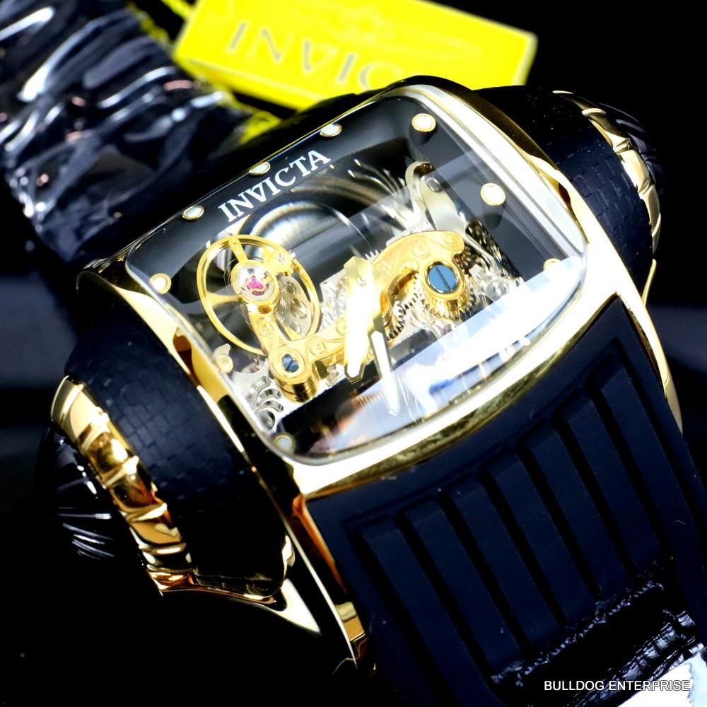 Invicta Vintage Ghost Bridge Automatic Clear Skeletonized Gold 68mm Watch New