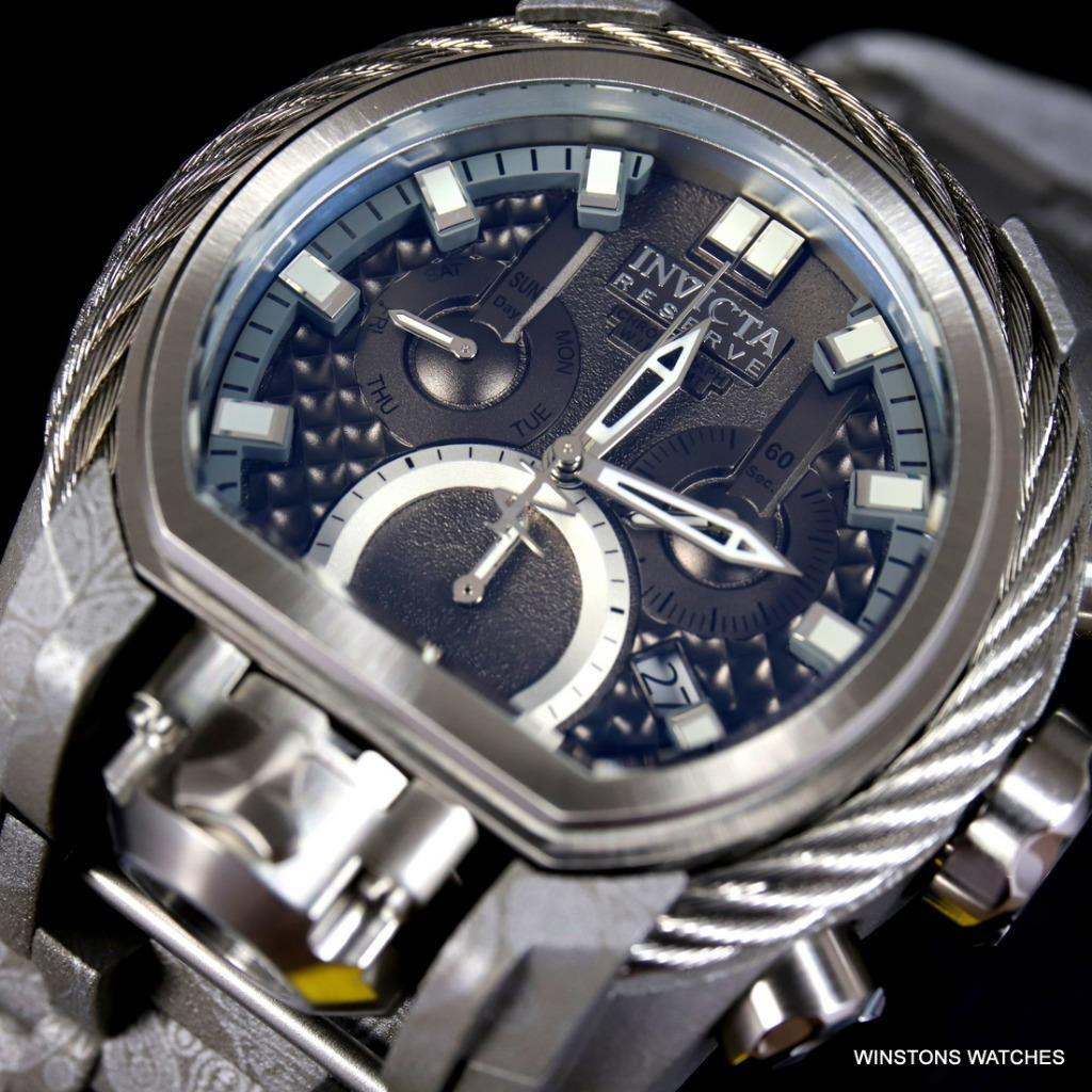 Invicta Reserve Bolt Zeus Magnum Hydroplated Gray Steel 52mm Swiss Mvt Watch New