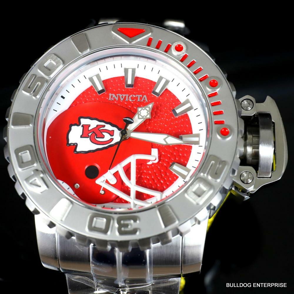 Invicta Sea Hunter Gen II NFL Kansas City Chiefs 70mm Steel Automatic Watch New
