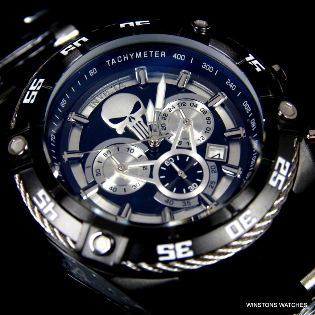Invicta Marvel Punisher Bolt Viper 52mm Chronograph Black Limited Ed Watch New