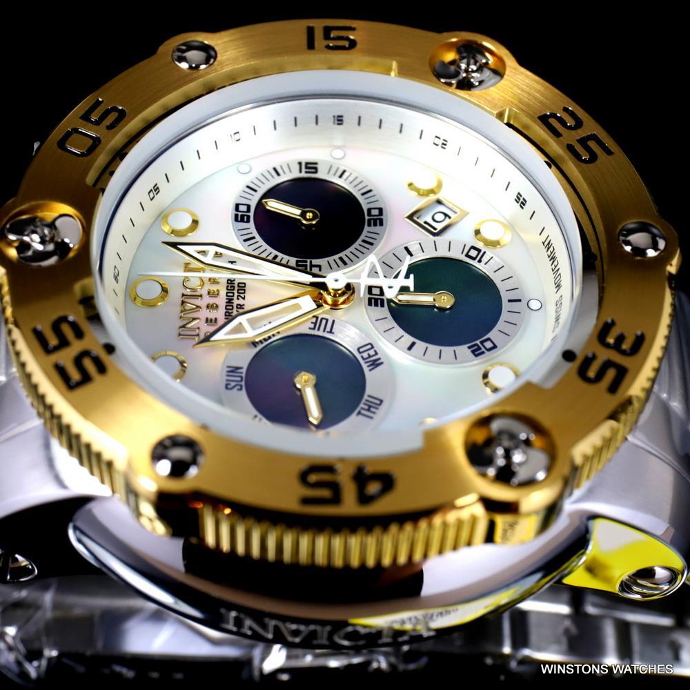 Invicta Reserve Sea Hunter Propeller Swiss Mvt Steel White MOP Watch 52mm New
