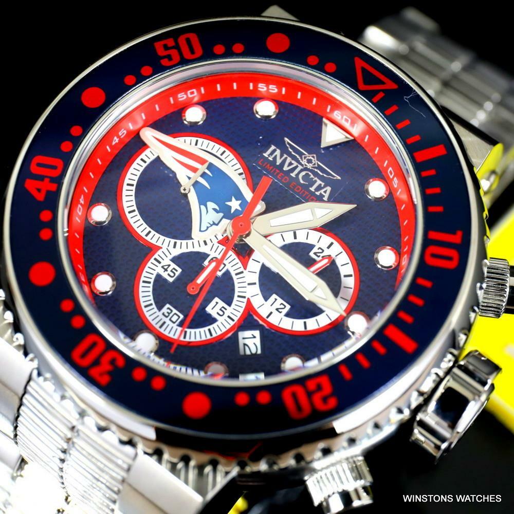 Invicta NFL Grand Pro Diver New England Patriots Blue Chronograph 52mm Watch New