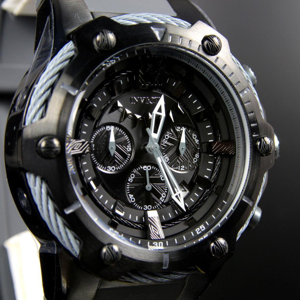 Invicta Marvel Black Panther 52mm Limited Ed Bolt Chronograph Rubber Watch New