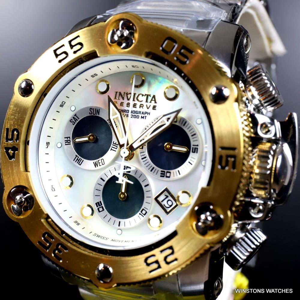 Invicta Reserve Sea Hunter Propeller Swiss Mvt Steel White MOP Watch 52mm New