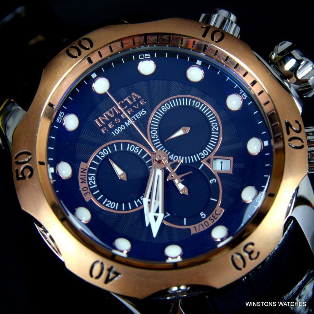 Invicta Reserve Venom Elegant Black Rose Gold Tone Swiss Mvt 52mm Watch New