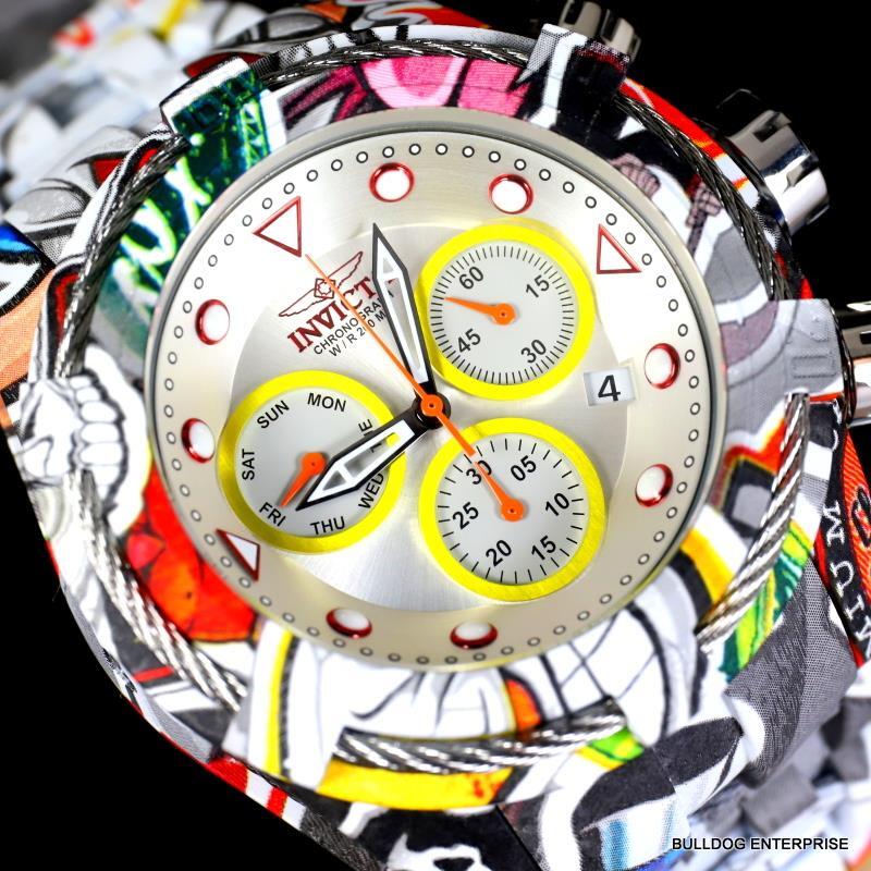 Invicta Bolt Zeus Hydroplated Bracelet Graffiti White Chronograph 52mm Watch New