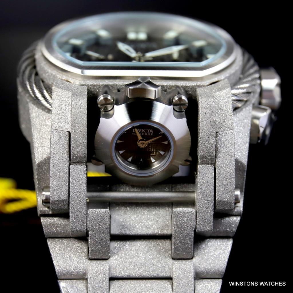 Invicta Reserve Bolt Zeus Magnum Sandblasted Steel 52mm Black 2 Dials Watch New