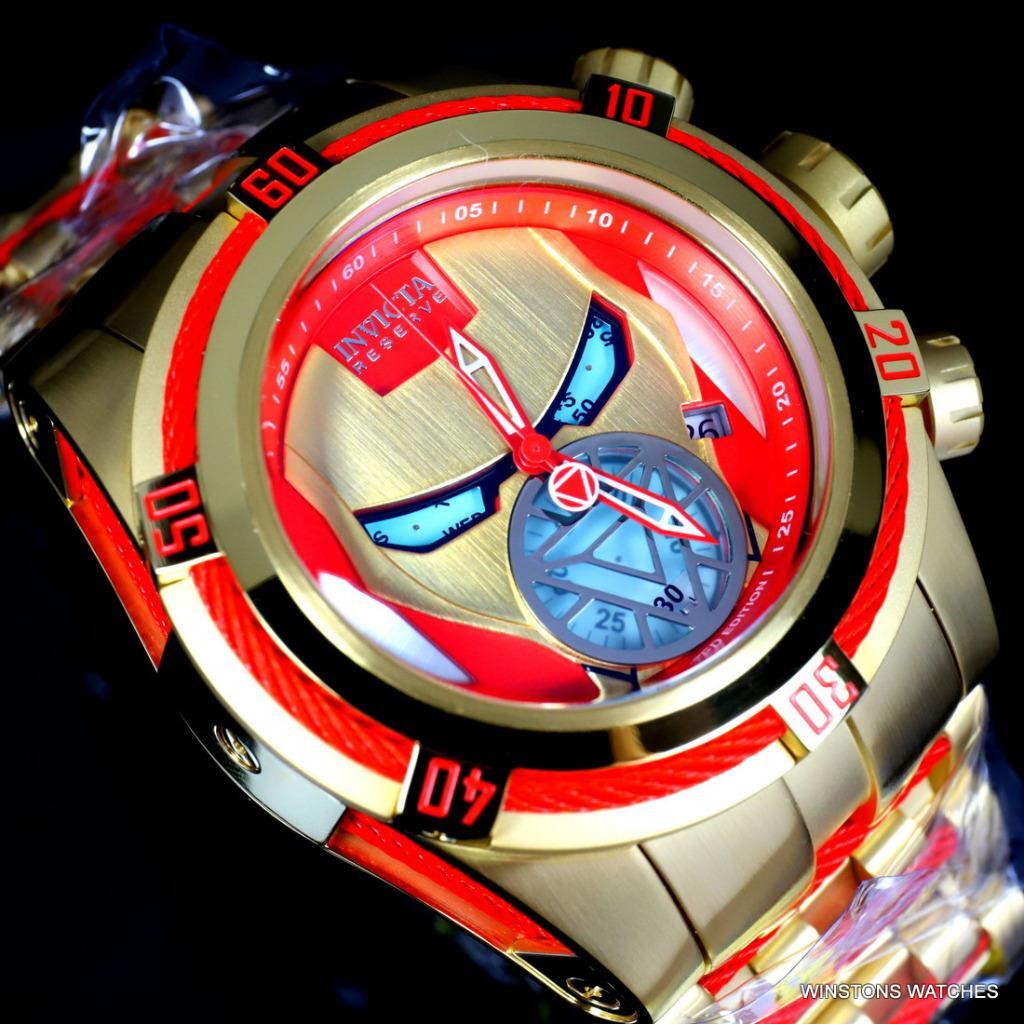 Invicta Reserve Bolt Zeus Marvel Iron Man 52mm Steel Swiss Mvt Blue Watch New