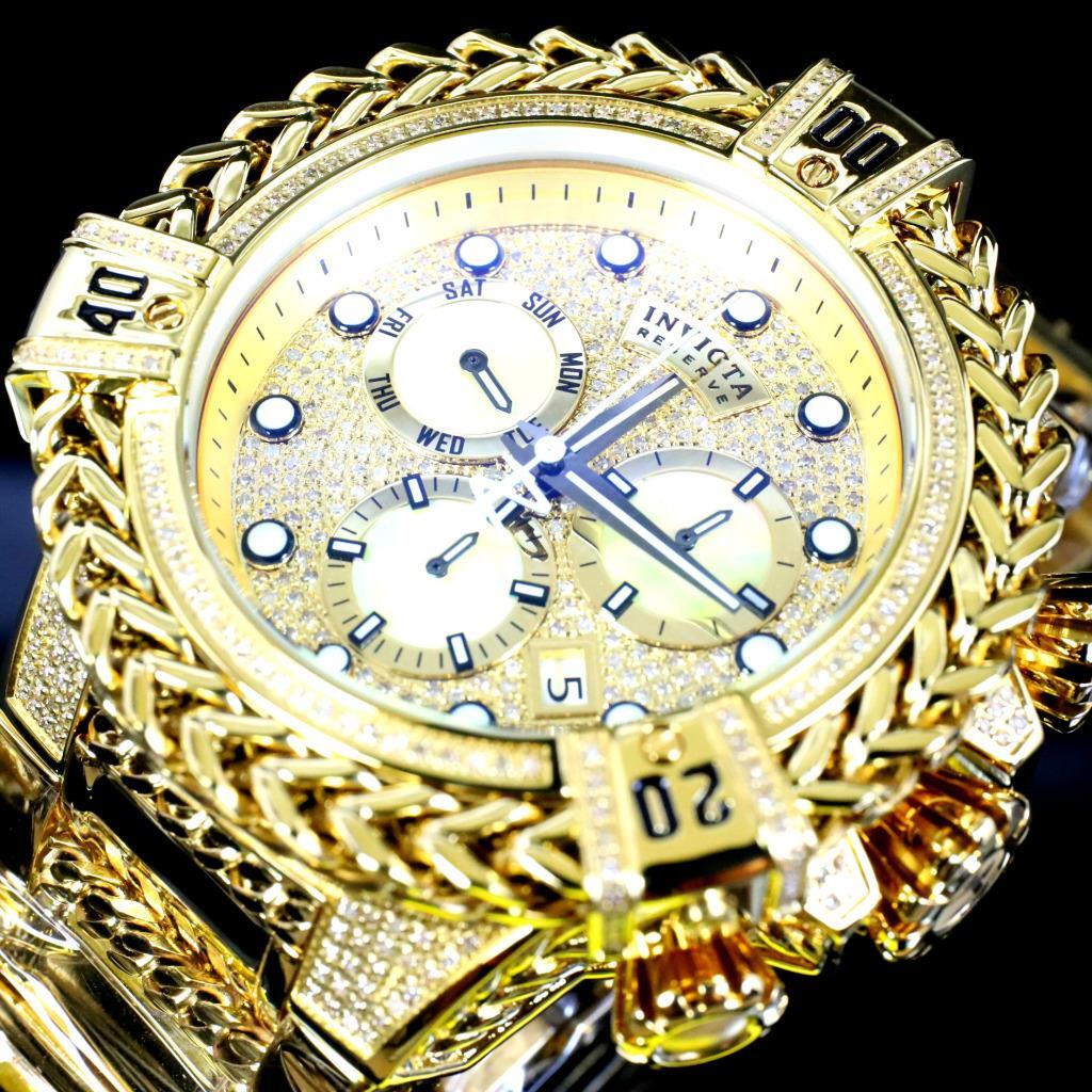 Invicta Reserve Bolt Hercules 2.26 CTW Diamond Gold Plated Steel Swiss Watch New