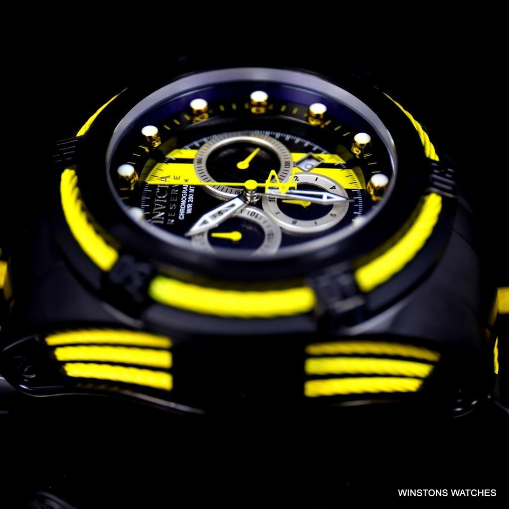 Invicta Reserve Bolt Zeus S1 Racer Black Yellow Chrono 52mm Swiss Mvt Watch New