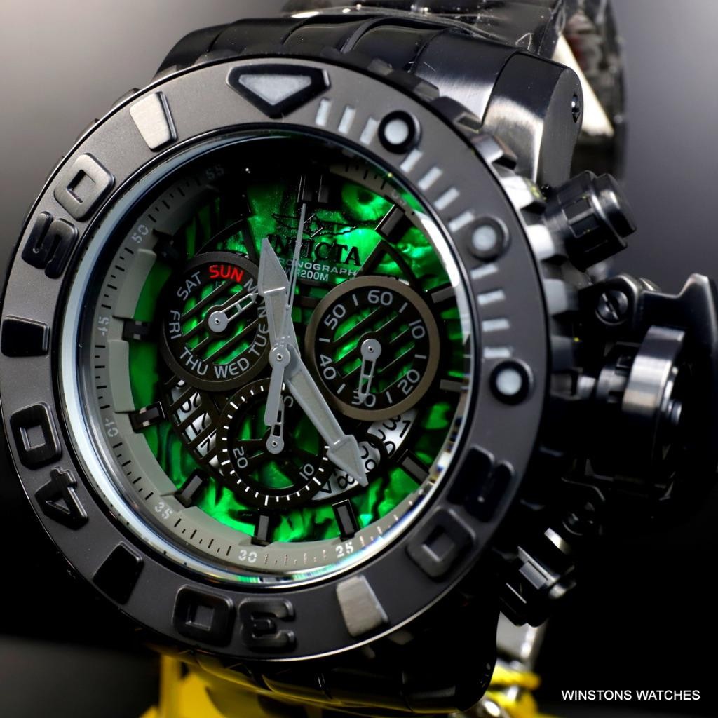 Invicta Sea Hunter Gen II Green Abalone Swiss Mvt 58mm Black Steel Watch New