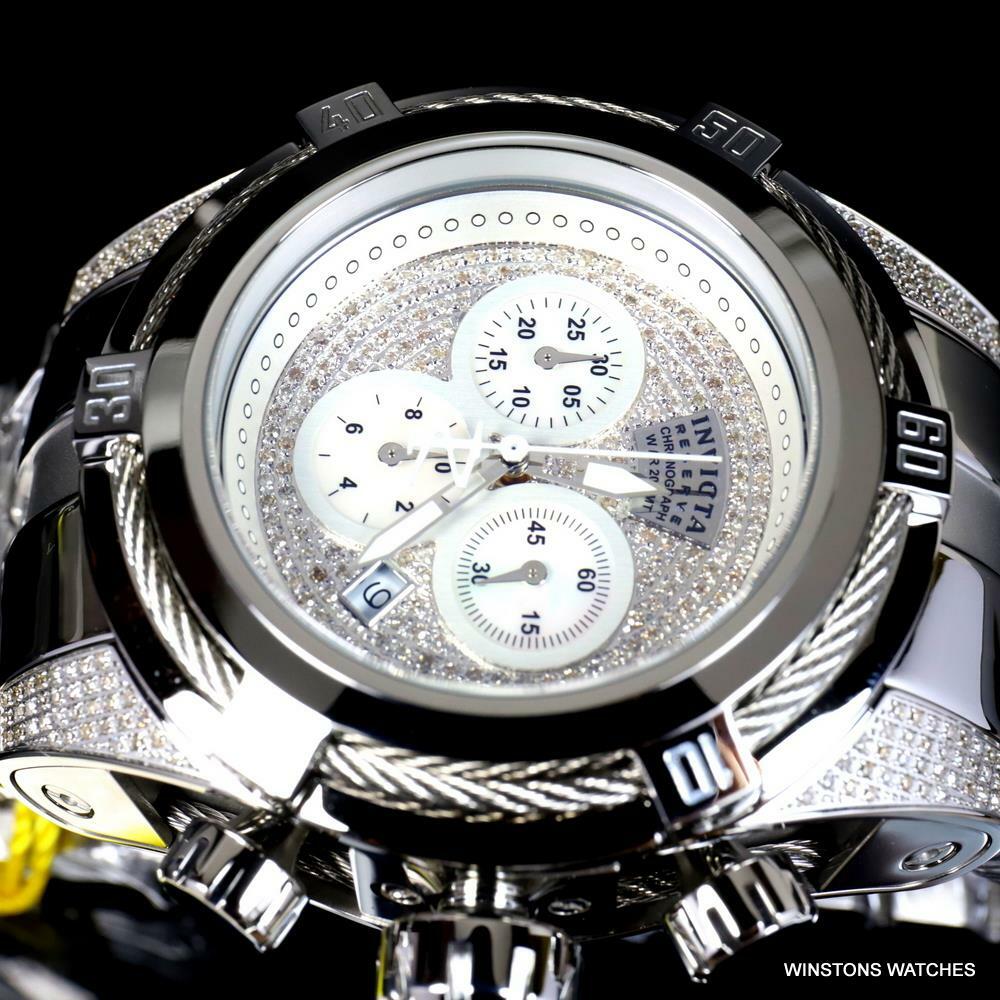 Invicta Reserve Bolt Zeus Diamond 50mm Polished Stainless Steel Swiss Watch New