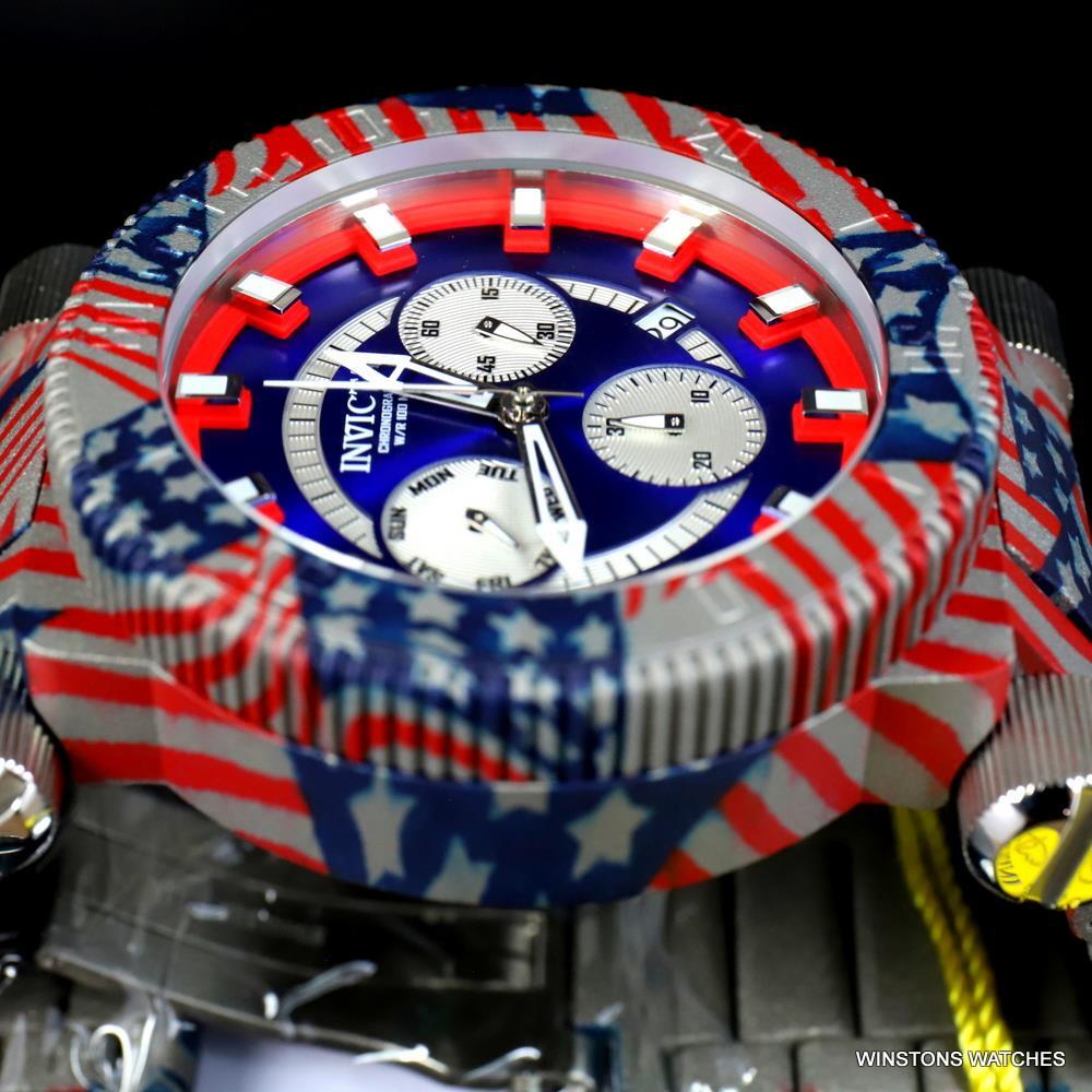 Invicta Coalition Forces USA Flag Hydroplated Steel Chronograph 52mm Watch New