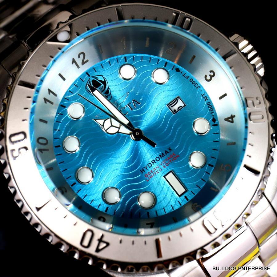 Invicta Hydromax Ocean Voyage Aqua Blue Steel Chronograph Limited Edtn 52mm New