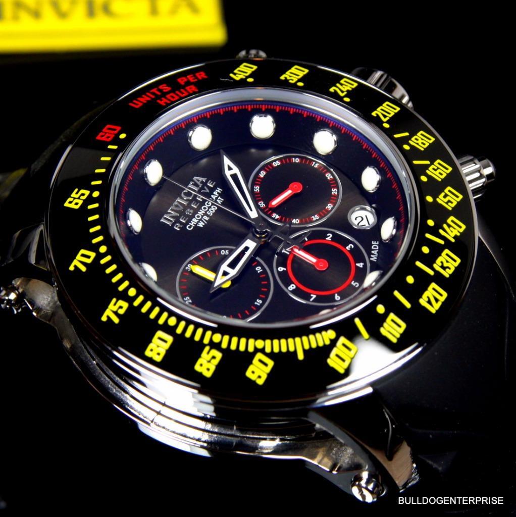 Invicta Reserve Subaqua Trackmaster Black Yellow Red 52mm Swiss Made Watch New