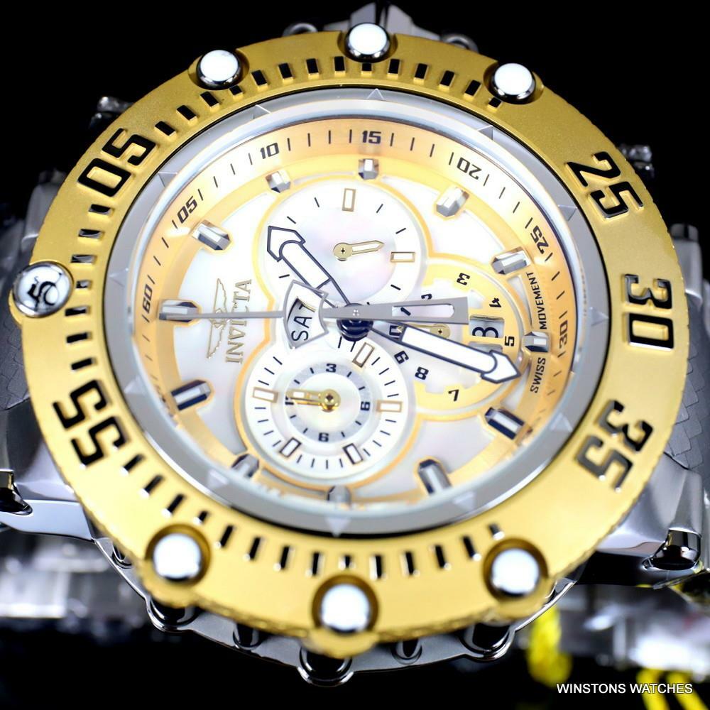 Invicta Subaqua Noma VII Gold Tone MOP Stainless Steel Swiss Mvt Watch 52mm New