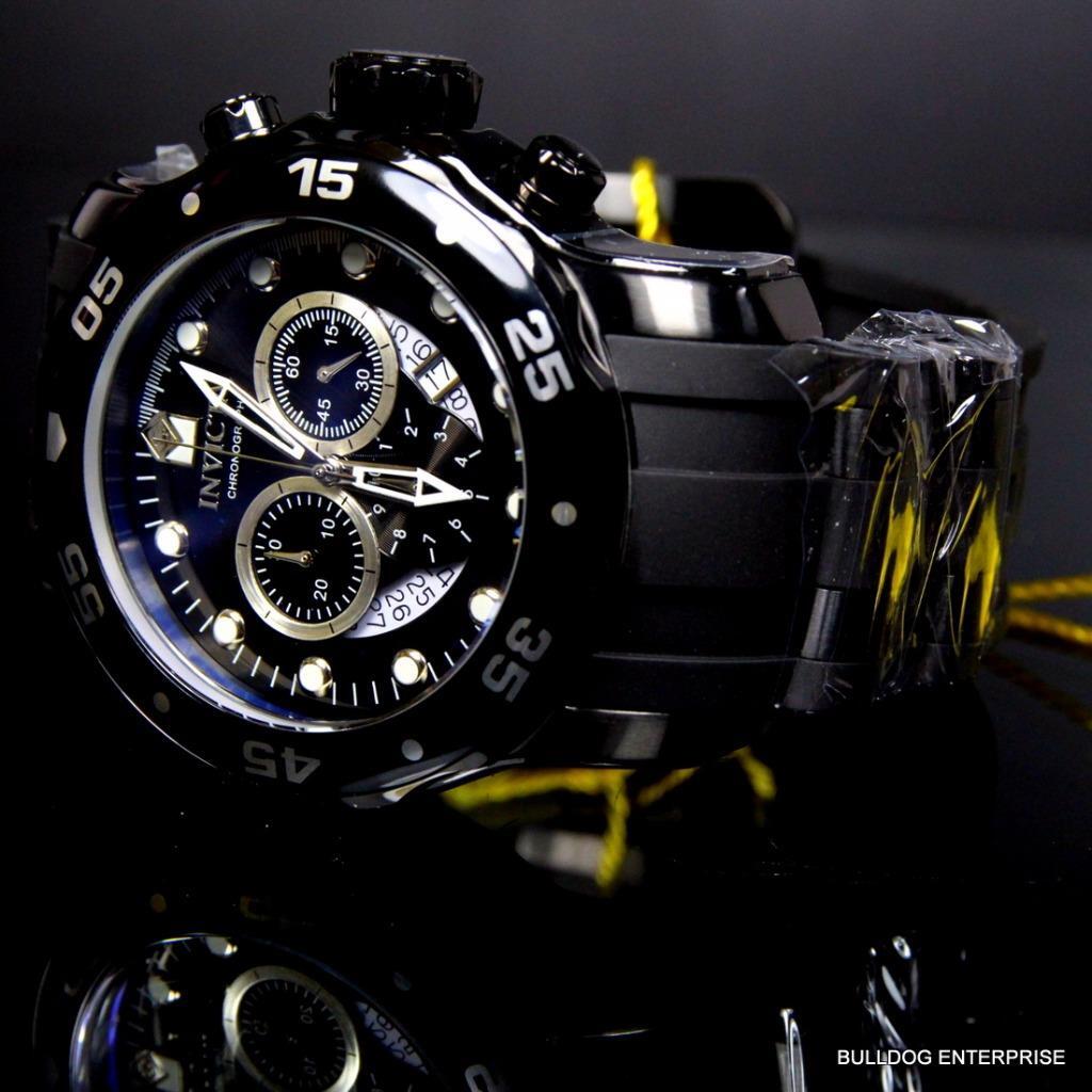 Invicta Pro Diver Scuba Black Chronograph Rubber Black Combat Watch New