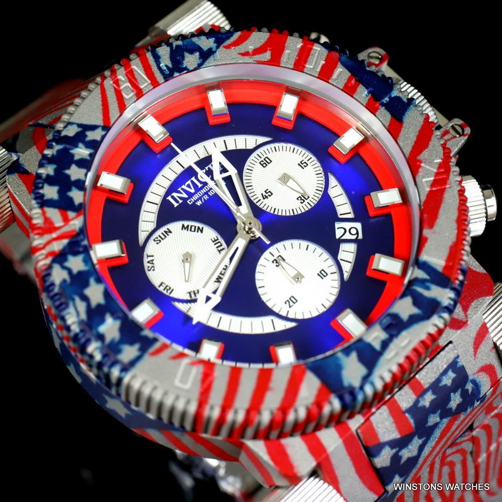 Invicta Coalition Forces USA Flag Hydroplated Steel Chronograph 52mm Watch New
