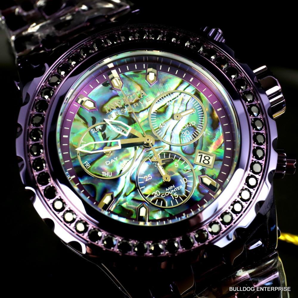 Invicta Reserve Subaqua Specialty 4.14 CTW Black Spinel Abalone Purple Watch New
