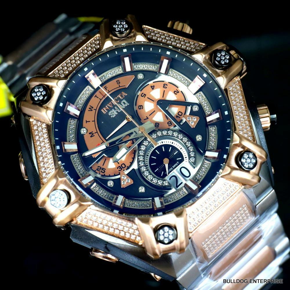 Invicta Shaq Bolt 1.4CTW Diamond Steel Swiss Mvt Rose Gold 2 Tone Watch 60mm New