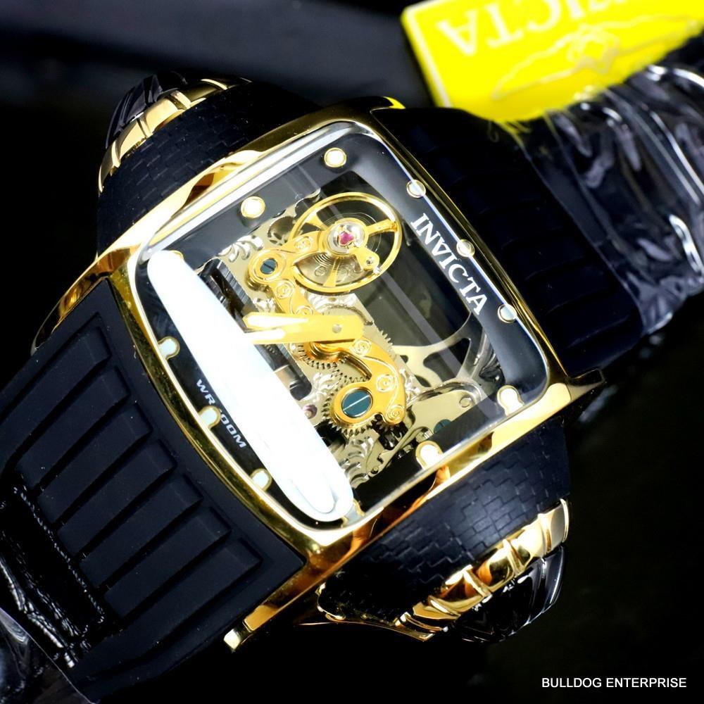Invicta Vintage Ghost Bridge Automatic Clear Skeletonized Gold 68mm Watch New