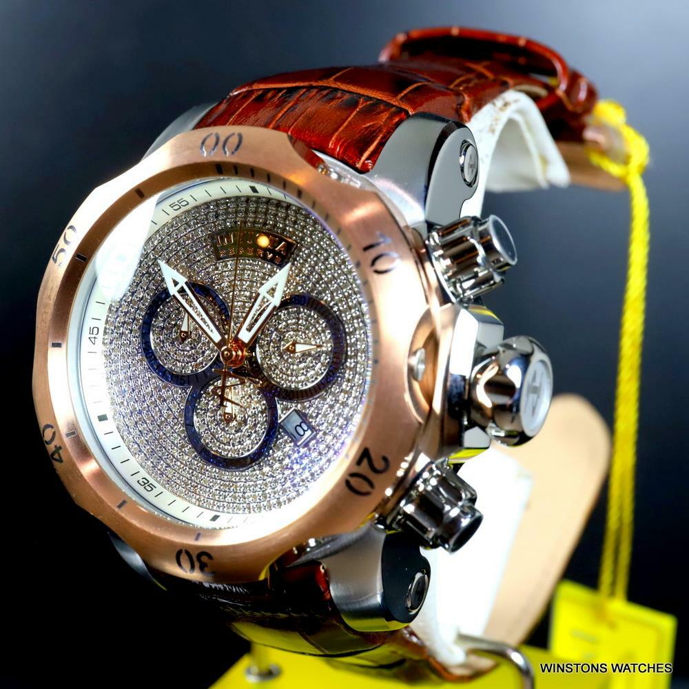 Invicta Reserve Venom Elegant 2.13 CTW Diamond Swiss Mvt Leather 52mm Watch New