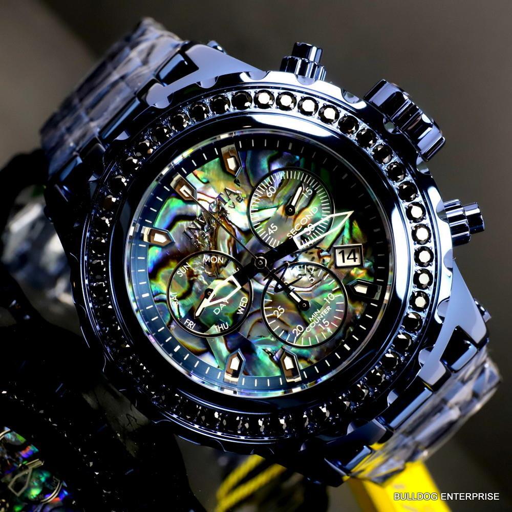 Invicta Reserve Subaqua Specialty 4.14 CTW Black Spinel Abalone Blue Watch New