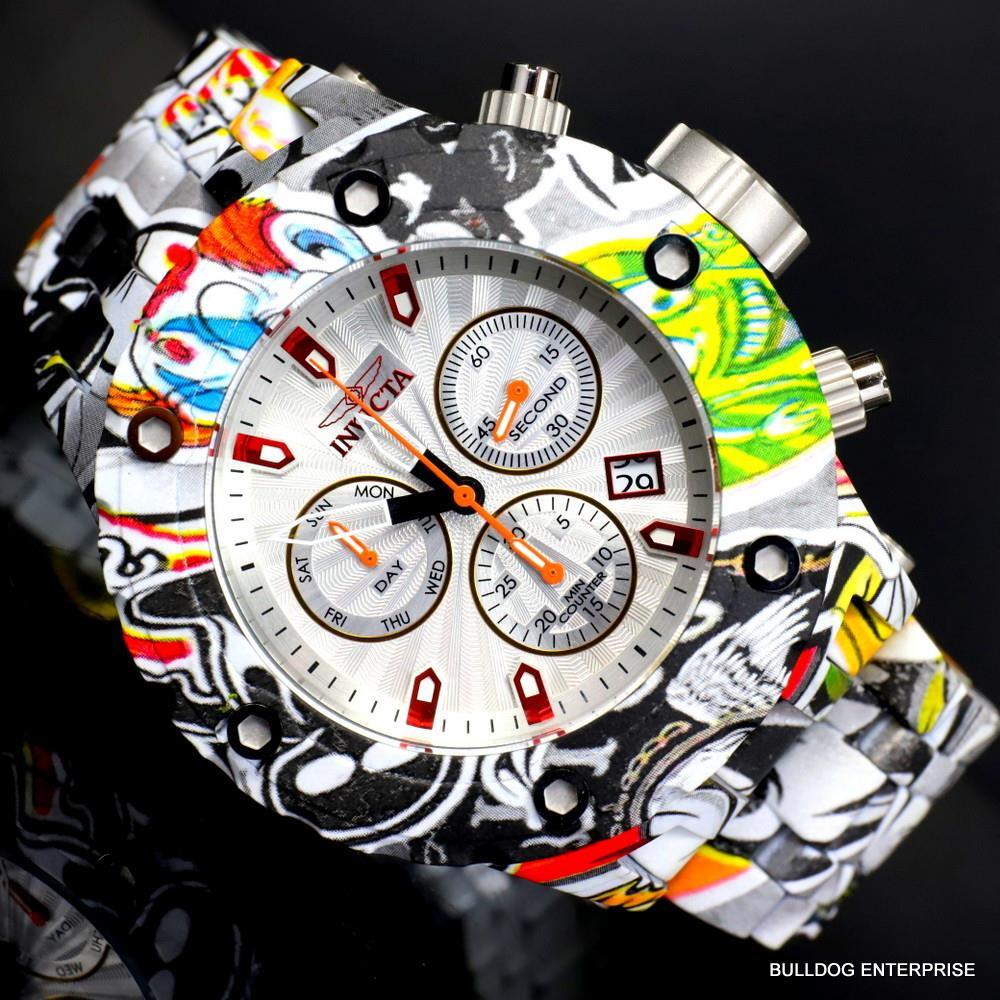 Invicta Subaqua Specialty Graffiti Hydroplated Steel Swiss Mvt Watch 52mm New