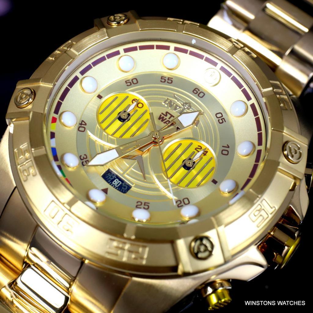 Invicta Star Wars C-3PO Gold Plated Steel Chronograph 52mm Limited Edition New