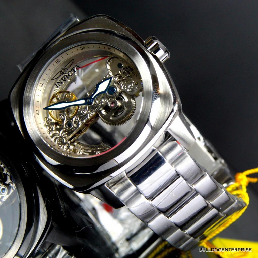Invicta Aviator Ghost Bridge Mechanical Skeleton Silver Steel 48mm Watch New