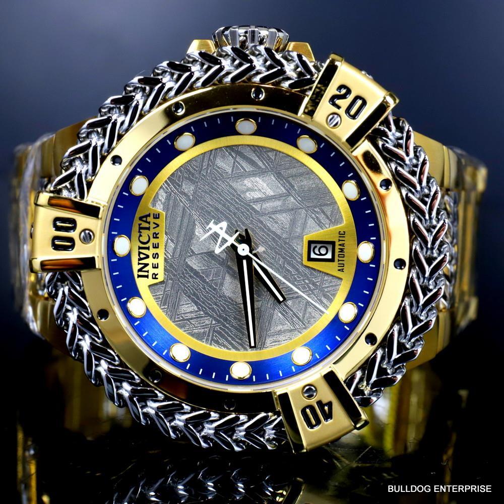 Invicta Reserve Hercules Meteorite Automatic 56mm Gold Plated Steel Watch New