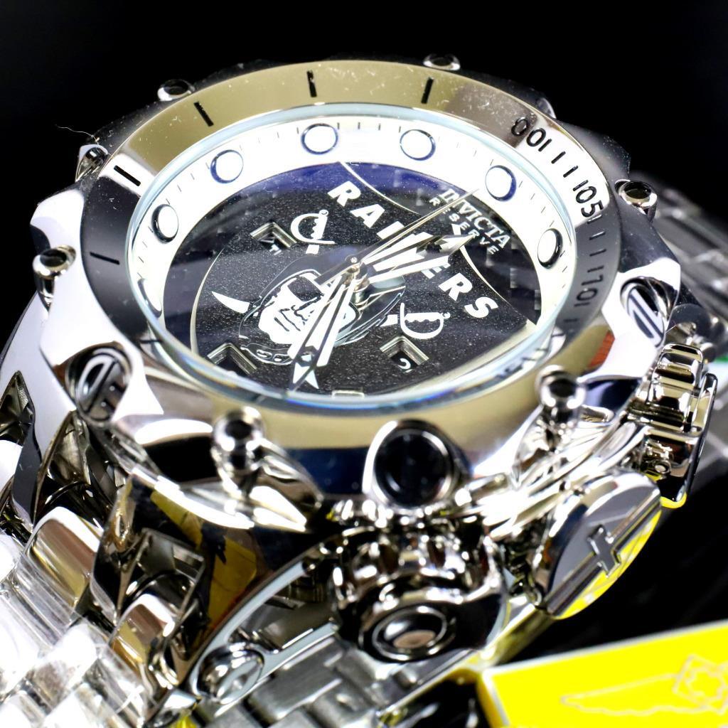 Invicta NFL Reserve Venom Hybrid Fusion Las Vegas Raiders Steel Swiss Watch New