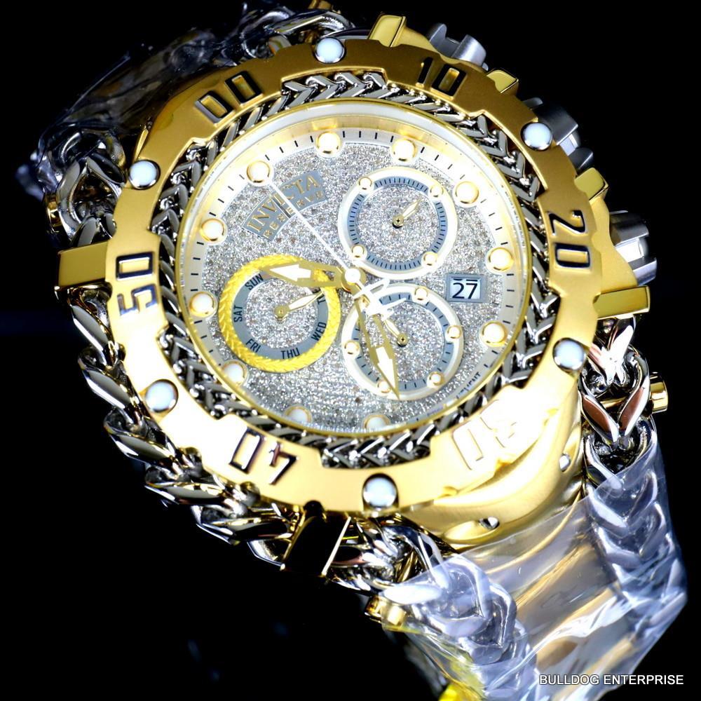 Invicta Reserve Gladiator 1.17CTW Diamond Gold Plated Steel Swiss 61mm Watch New
