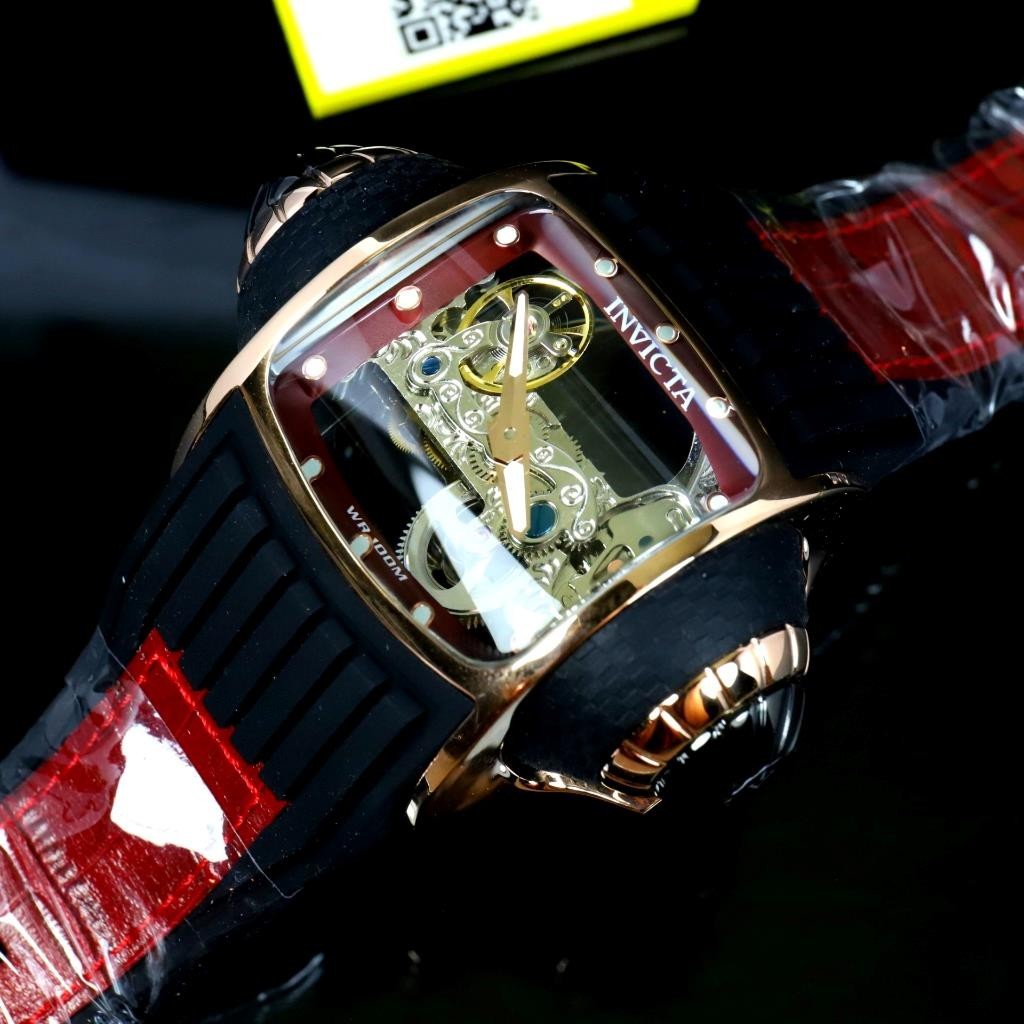 Invicta Vintage Ghost Bridge Automatic Skeletonized Rose Gold Red 68mm Watch New