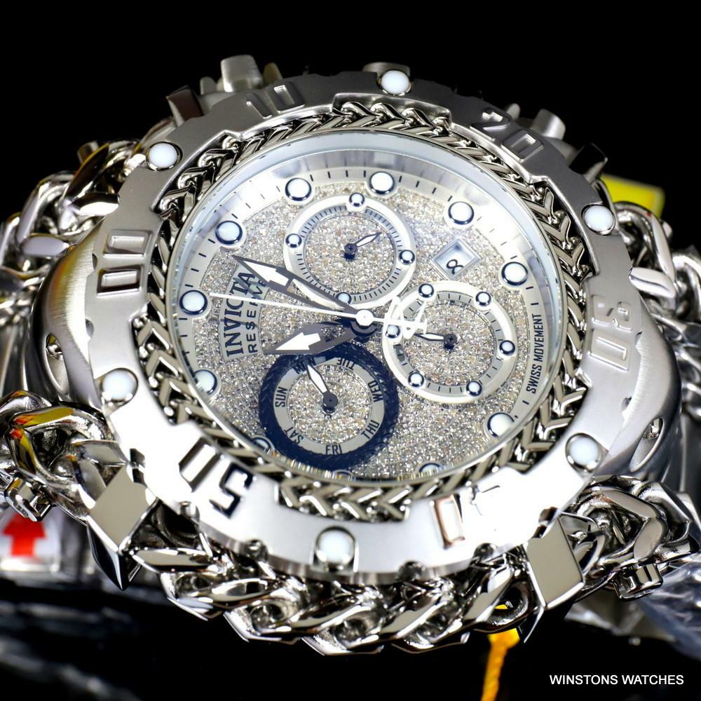 Invicta Réserve Gladiateur 1.17CTW Diamant Inox Acier Suisse 61mm Montre Neuve