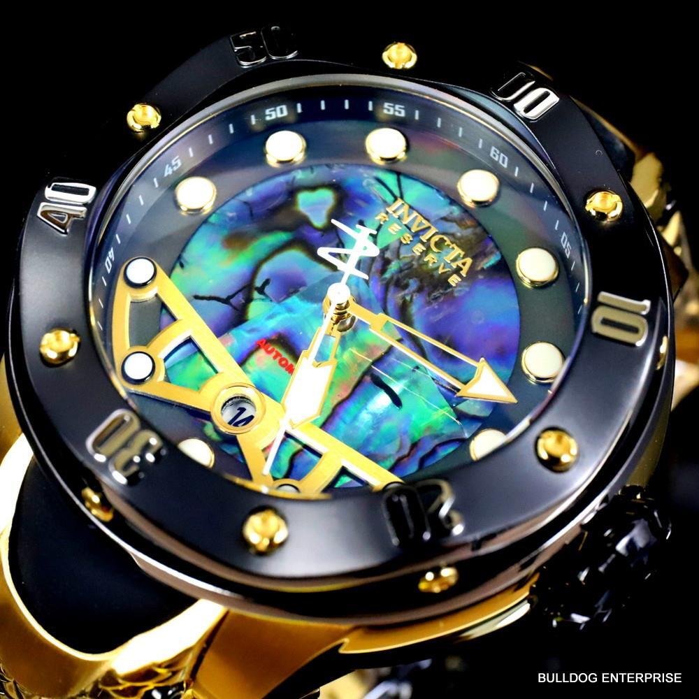 Invicta Reserve Kraken Swiss R150 Automatic Abalone Gold Plated Watch 52mm New