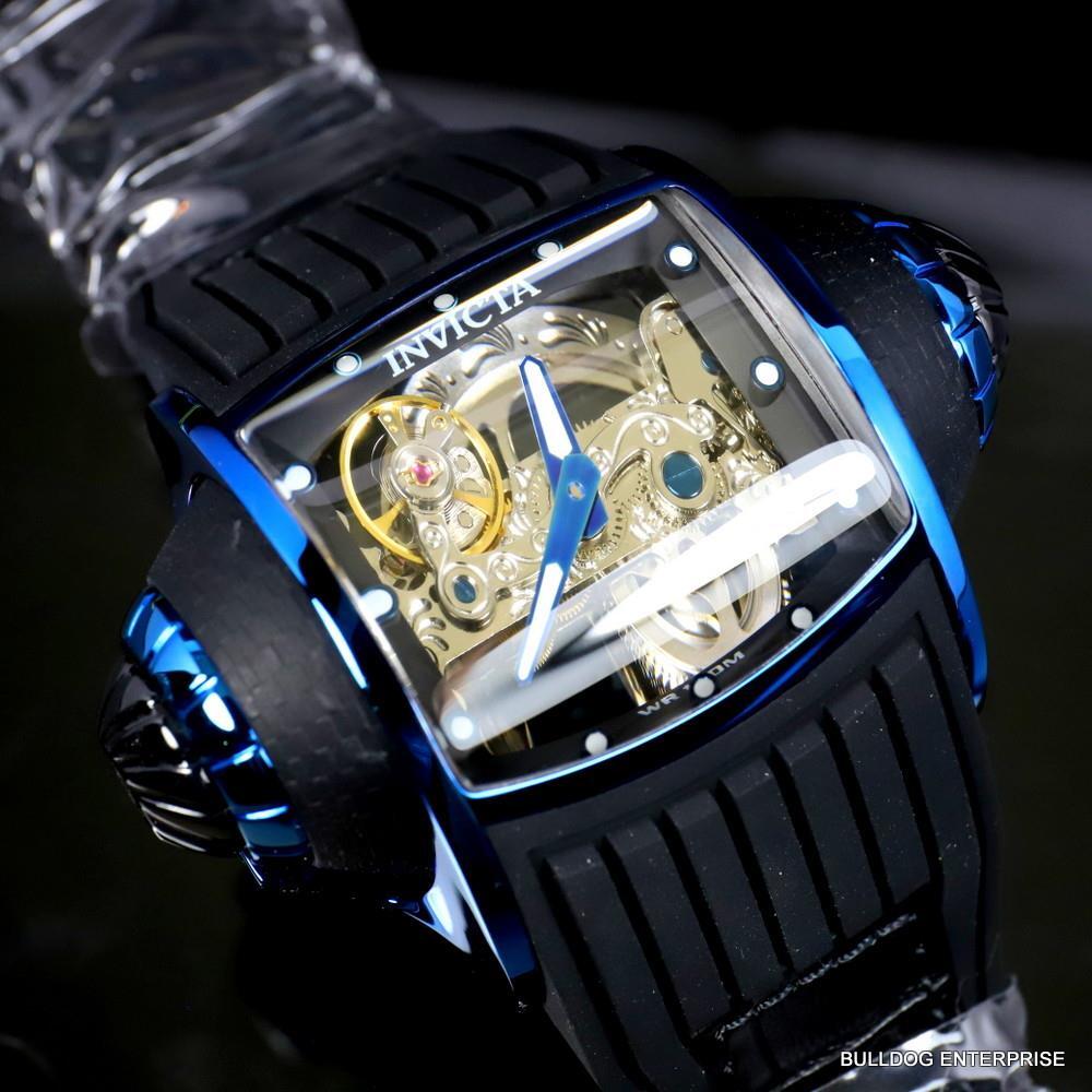 Invicta Vintage Ghost Bridge Automatic Skeletonized Blue Clear 68mm Watch New