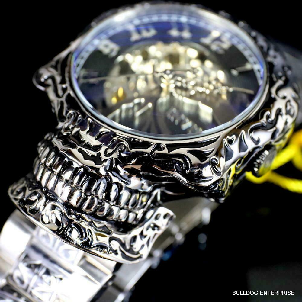 Invicta Artist Skull Automatic Skeletonized Stainless Steel 50mm Watch New