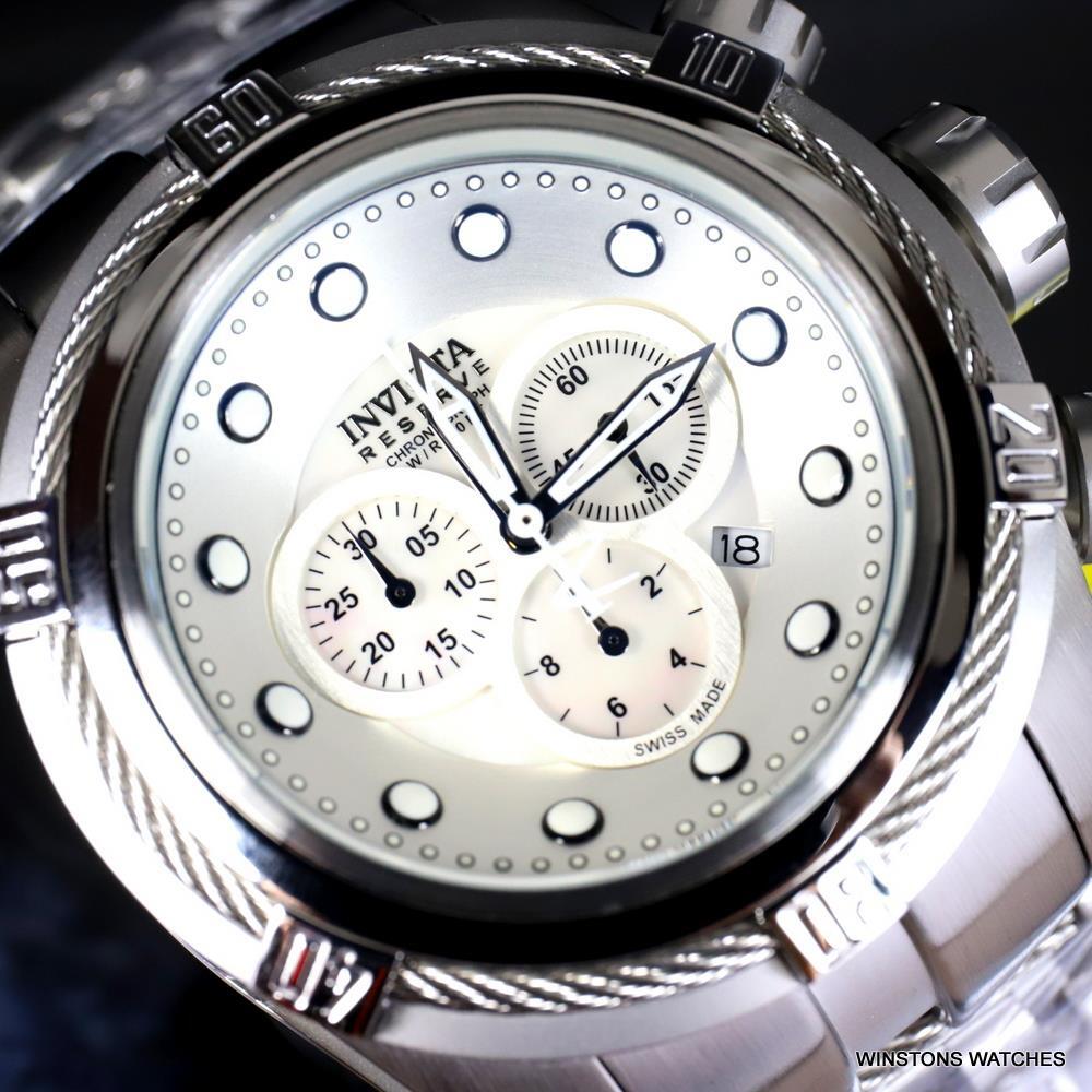 Invicta Reserve Bolt Zeus Swiss Made 52mm Stainless Steel White MOP Watch New